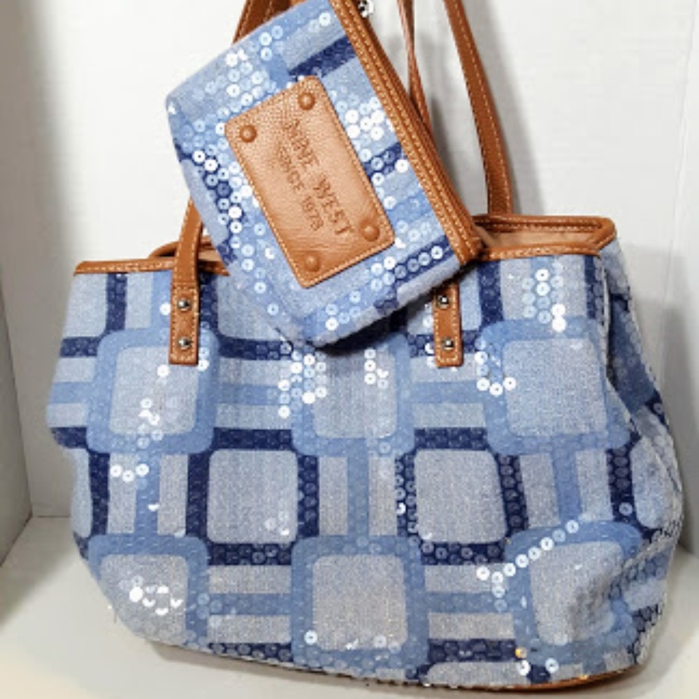 Nine West Sequins Bag Purse plus wristlet